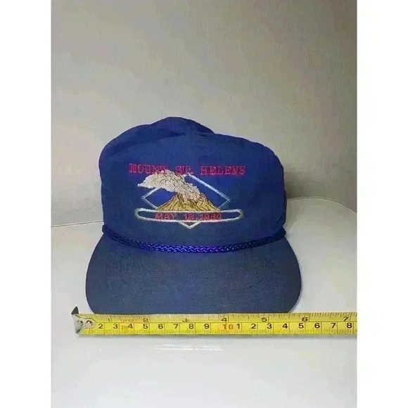 Vintage 80s Mount St. Helens Souvenir Travel Hat Blue Used Nostalgic - Picture 12 of 12